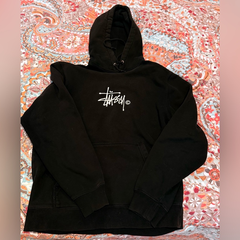 Stussy Black Hoodie with White Graphic